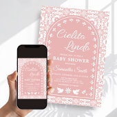 Pink Cielito Lindo Papel Picado Baby Shower Kaart