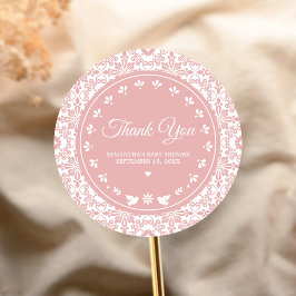 Pink Cielito Lindo Papel Picado Baby Shower Ronde Sticker