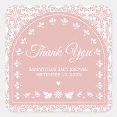 Pink Cielito Lindo Papel Picado Baby Shower Vierkante Sticker (Voorkant)