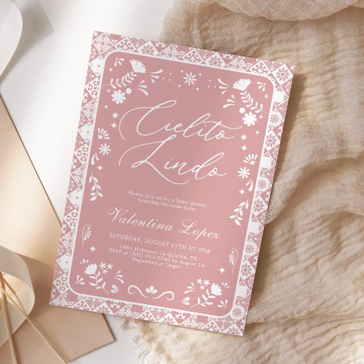 Pink Cielito Lindo Talavera Baby Shower Kaart
