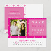 Pink Circle Save the Date Kaart (Voorkant / Achterkant)