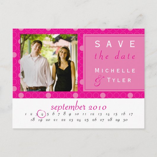 Pink Circle Save the Date Kaart (Voorkant)