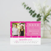 Pink Circle Save the Date Kaart (Staand voorkant)