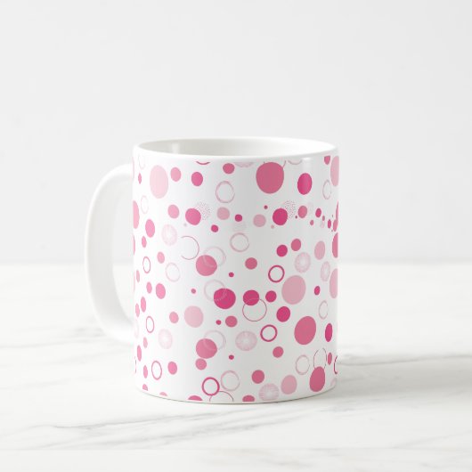 Pink Circles Mok – Leuk en modern design (Voorkant links)