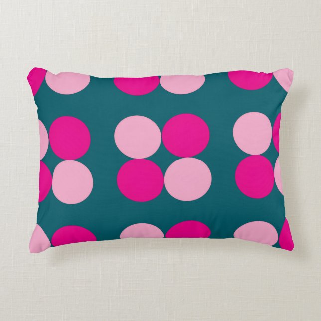 Pink Circles on Green Accent Pillow Accent Kussen (Voorkant)