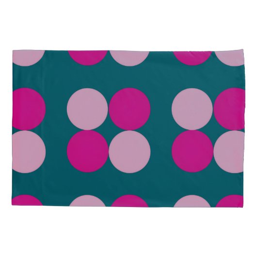 Pink Circles on Green Pillowcase Kussensloop (Achterkant-Links)