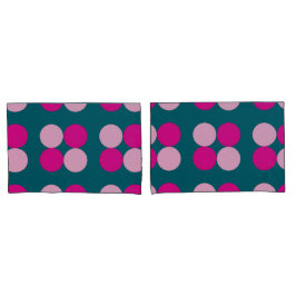 Pink Circles on Green Pillowcase Kussensloop