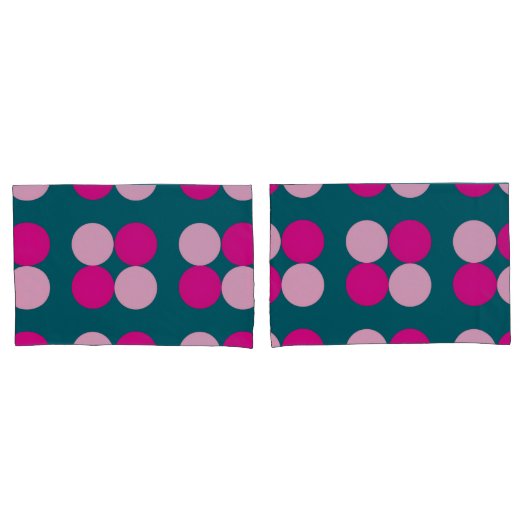 Pink Circles on Green Pillowcase Kussensloop (Voorkant-Set)