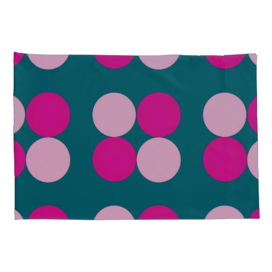 Pink Circles on Green Pillowcase Kussensloop (Achterkant-Rechts)