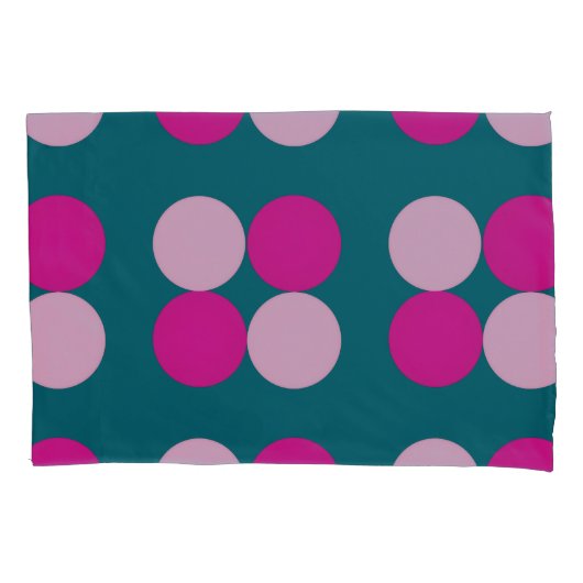 Pink Circles on Green Pillowcase Kussensloop (Voorkant-Links)