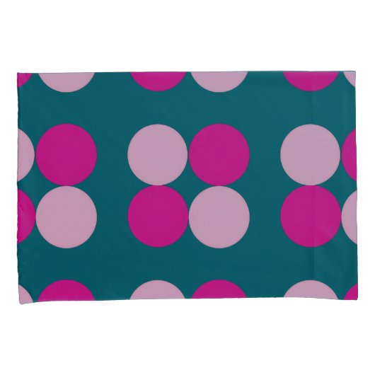 Pink Circles on Green Pillowcase Kussensloop (Voorkant-Rechts)