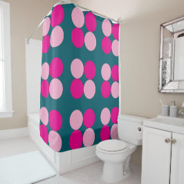 Pink Circles on Green Shower Curtain Douchegordijn