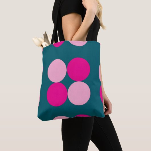 Pink Circles on Green Tote Tote Bag (Dichtbij)