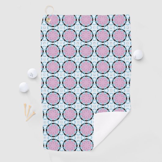 Pink circular geometric patterned golfhanddoek (Insitu)