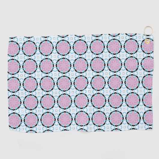 Pink circular geometric patterned golfhanddoek (Horizontaal)