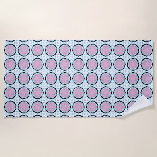 Pink circular geometric patterned  strandlaken (Voorkant)