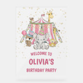Pink Circus Verjaardag Welkom Acryl Bord (Voorkant)