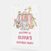 Pink Circus Verjaardag Welkom Acryl Bord (Hoek)