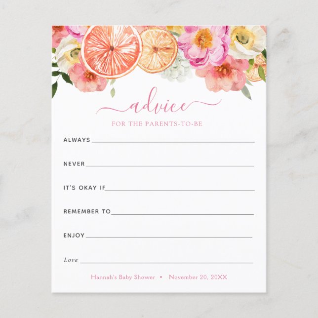 Pink Citrus Flowers Advies voor de aanstaande oude (Voorkant)