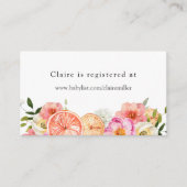 Pink Citrus Flowers Baby shower Registry Informatiekaartje (Voorkant)