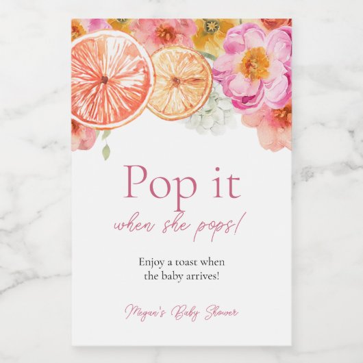 Pink Citrus Flowers Pop het als ze Poppen Wijn Etiket (Enkel label)
