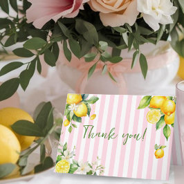 Pink Citrus Lemons Baby Shower Thank You Card Bedankkaart