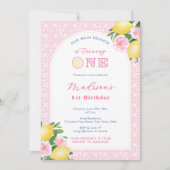Pink Citrus Main Squeeze Girl's 1st Birthday Party Kaart (Voorkant)