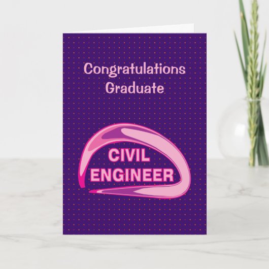 Pink Civil Engineer Afstuderen Kaart (Voorkant)