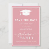Pink Classic Afstuderen Bewaar de datum Kaart (Voorkant)