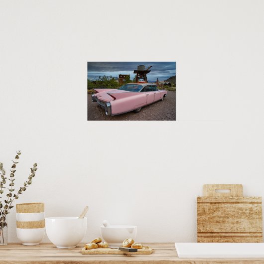 PINK CLASSIC CADDY CAR POSTER (Keuken)