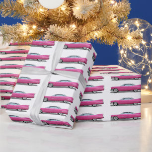 PINK CLASSIC CAR CADDY CHRISTMAS WRAPPINGPAPIER CADEAUPAPIER