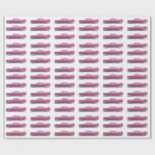 PINK CLASSIC CAR CADDY CHRISTMAS WRAPPINGPAPIER CADEAUPAPIER (Vlak)