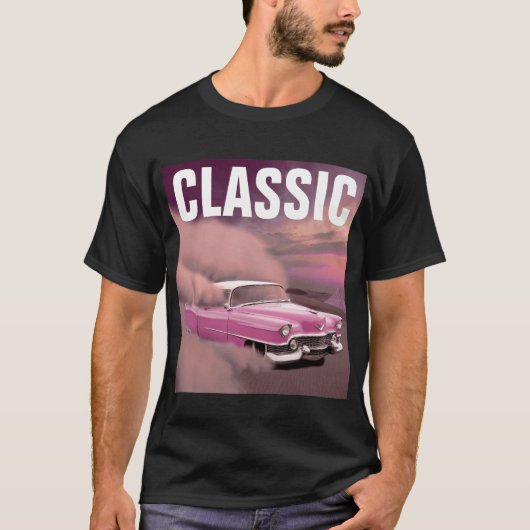 PINK CLASSIC CAR CLASSIC BIRTHDAY T-SHIRTS (Voorkant)