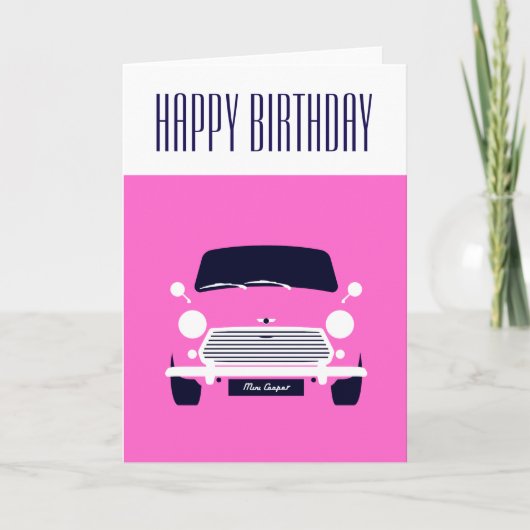Pink Classic Mini Cooper Kaart (Voorkant)