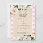 Pink Classic Picnic Birthday Invitation Kaart (Voorkant)