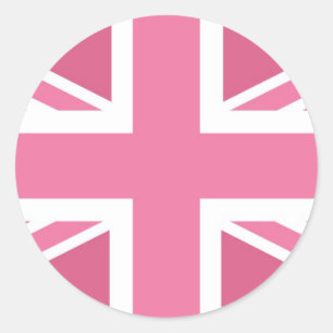 Pink Classic Union Jack British (UK) vlag Ronde Sticker