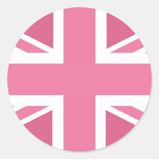 Pink Classic Union Jack Britse (UK) vlag Ronde Sticker (Voorkant)