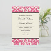 PINK CLASSY DAMASK | AFBEELDINGSINVITATIE KAART (Staand voorkant)