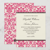 PINK CLASSY DAMASK | AFBEELDINGSINVITATIE KAART (Voorkant / Achterkant)