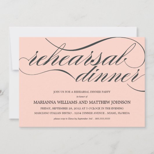 PINK CLASSY REHEARSAL DINNER | PARTIJONDERZOEK KAART (Voorkant)