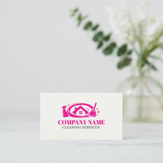 Pink Cleaning Service House Professional Cleaning Visitekaartje
