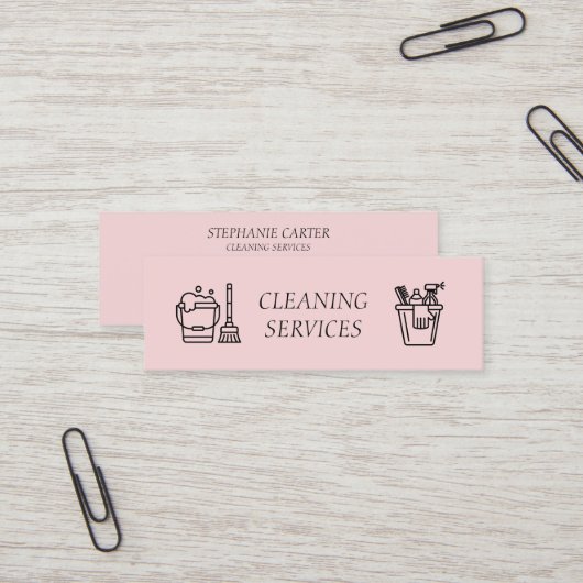 Pink Cleaning Services Company Mini Visitekaartje (Voorkant / Achterkant in situ)