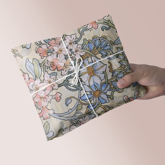 Pink Clematis Vine Alphonse Mucha Tissuepapier