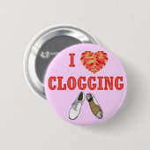 Pink Clogging I Love Heart with Shoes Girls Dance Ronde Button 5,7 Cm (Voorkant /achterkant)