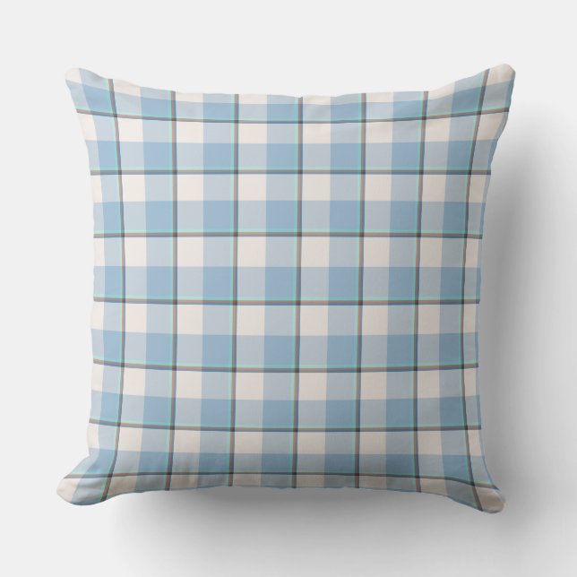 Pink Cloud and Blue Lagoon Plaid Throw Pillow Kussen (Voorkant)