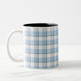 Pink Cloud and Blue Lagoon Plaid Tweekleurige Koffiemok