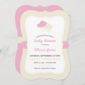 Pink Cloud Baby shower Invitation Kaart (Voorkant / Achterkant)