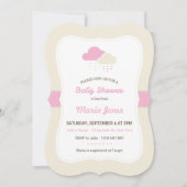 Pink Cloud Baby shower Invitation Kaart (Voorkant)