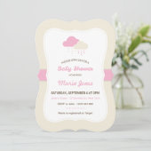 Pink Cloud Baby shower Invitation Kaart (Staand voorkant)