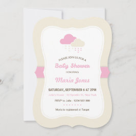 Pink Cloud Baby shower Invitation Kaart